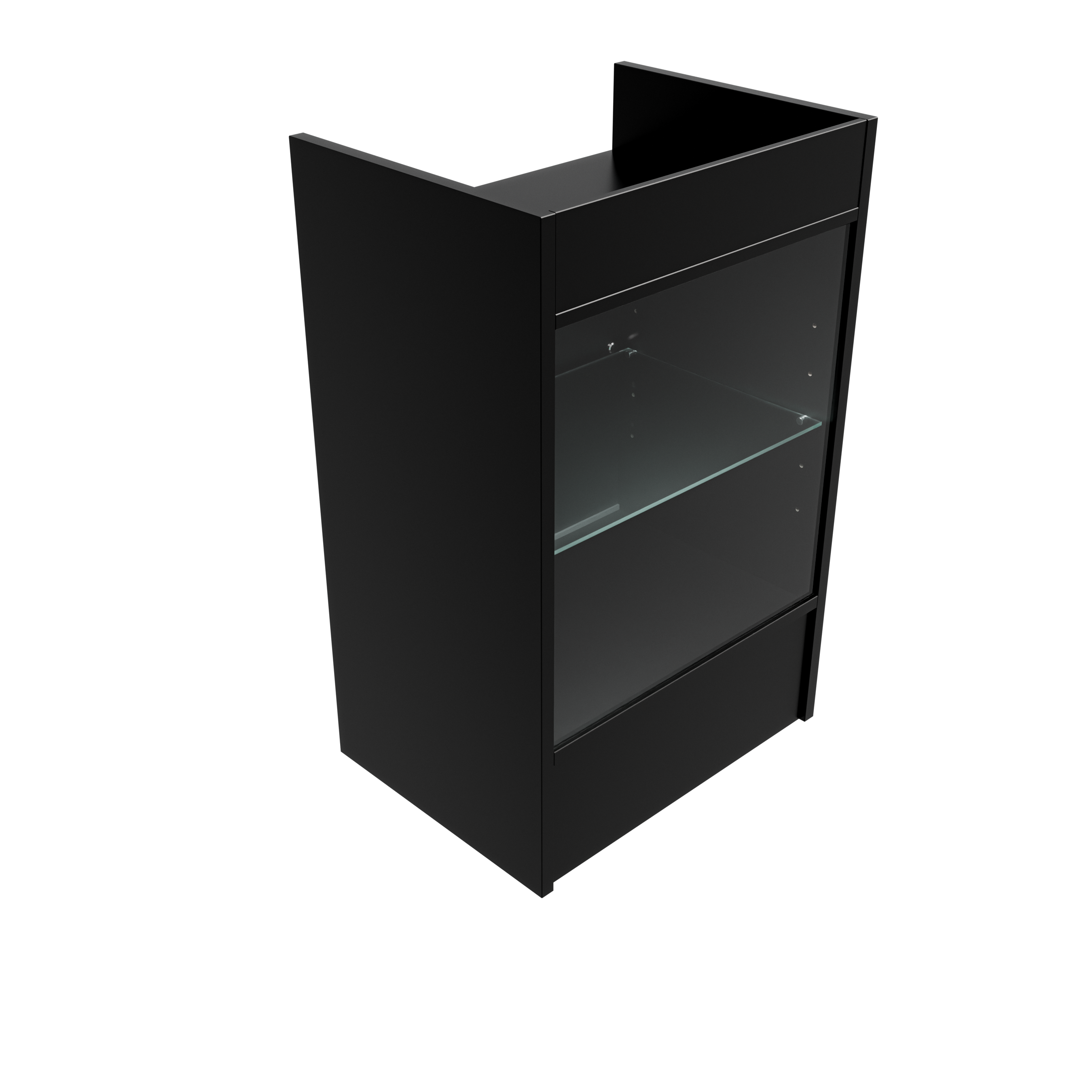 2ft Cash Register Stand Glass Front (Black)