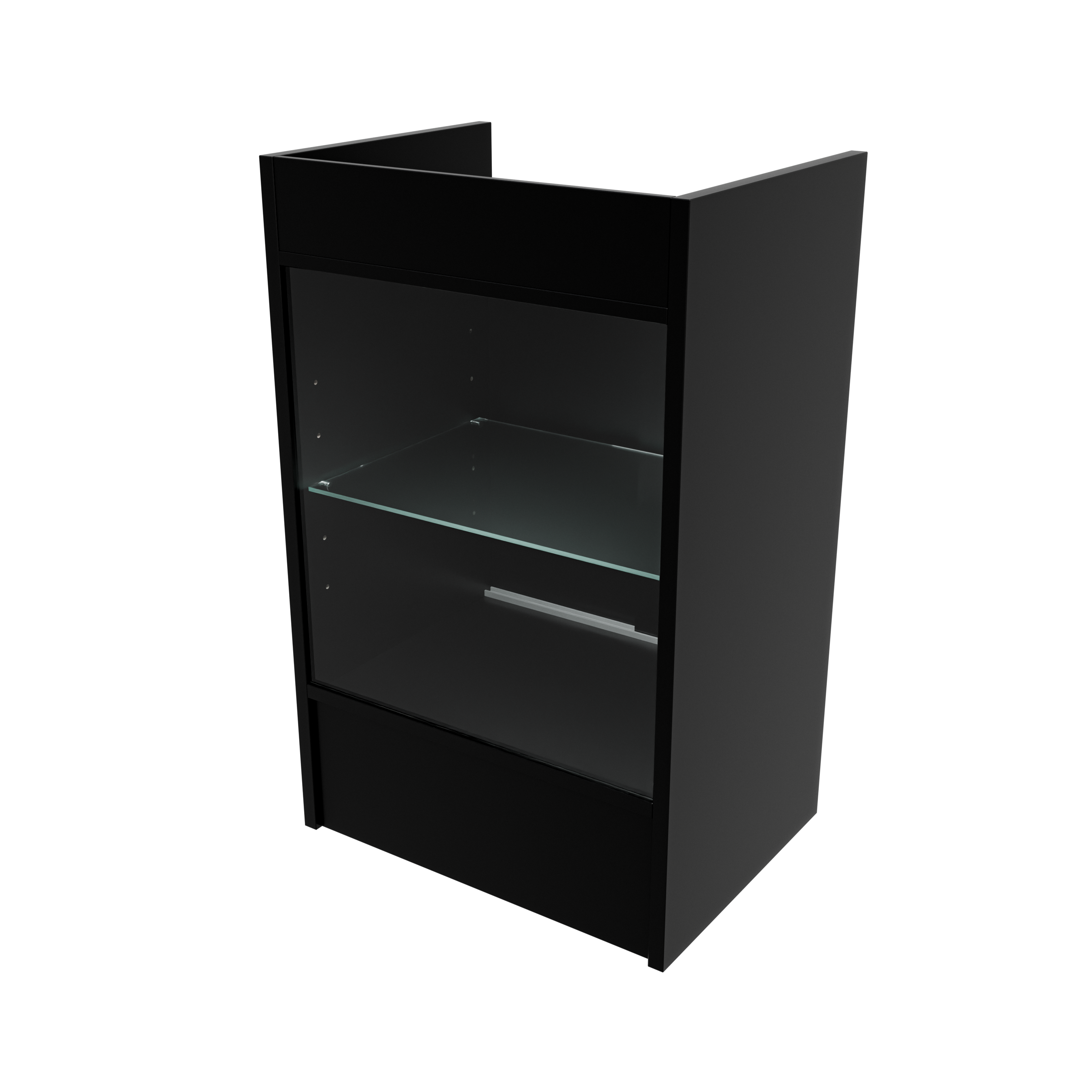 2ft Cash Register Stand Glass Front (Black)