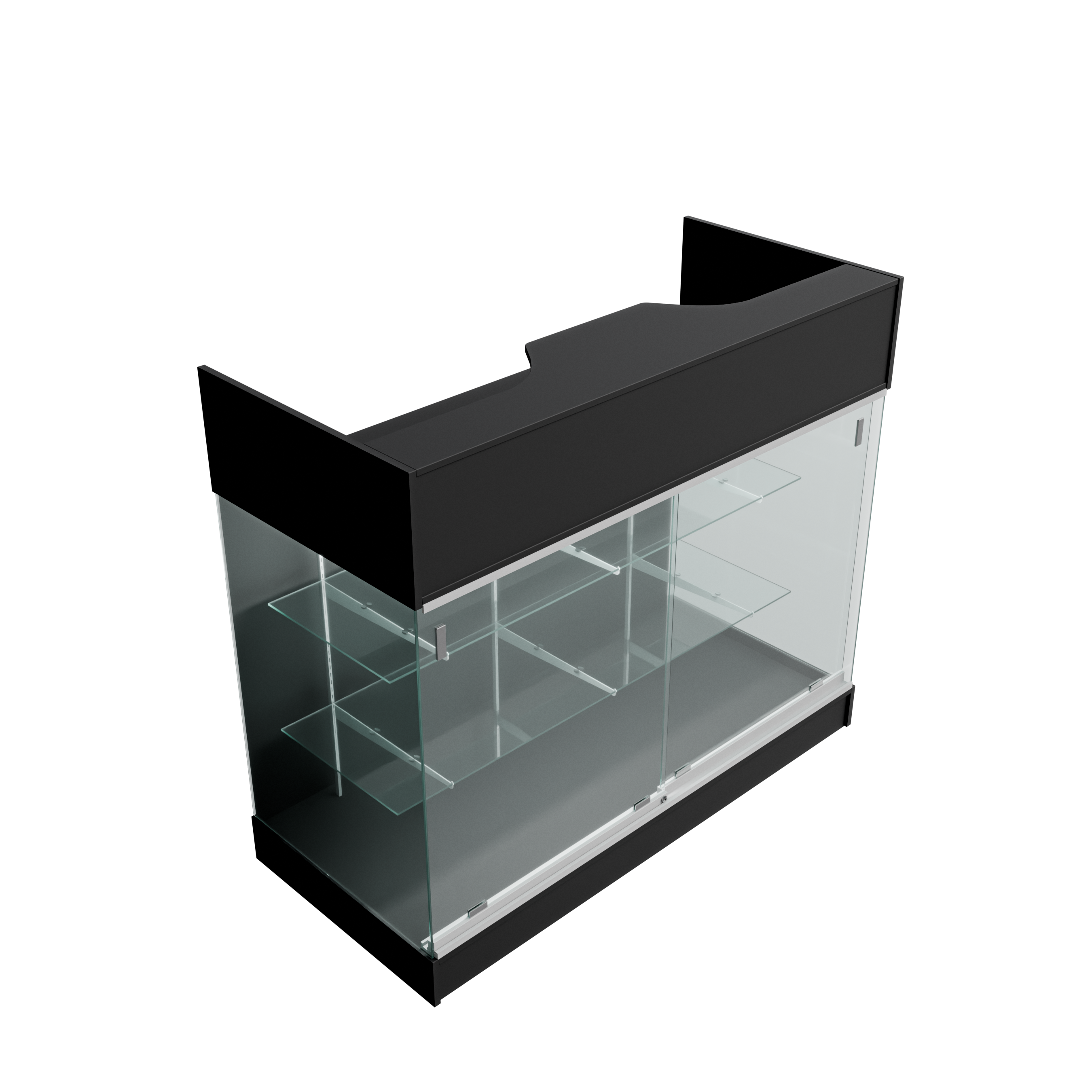 4ft Cash Register Stand with (Sliding) Glass Front