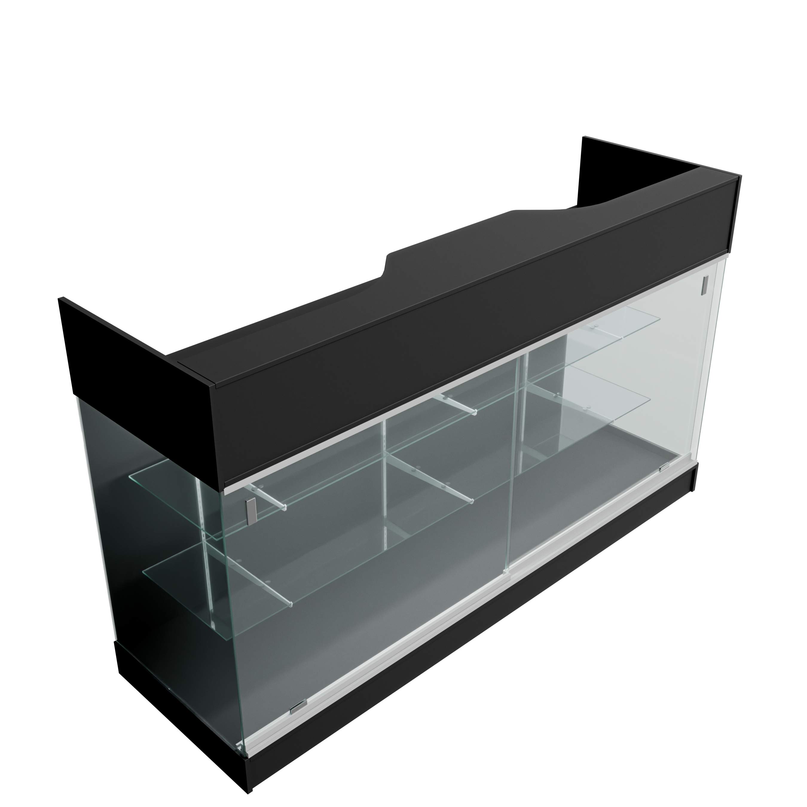 6ft Cash Register Stand with (Sliding) Glass Front