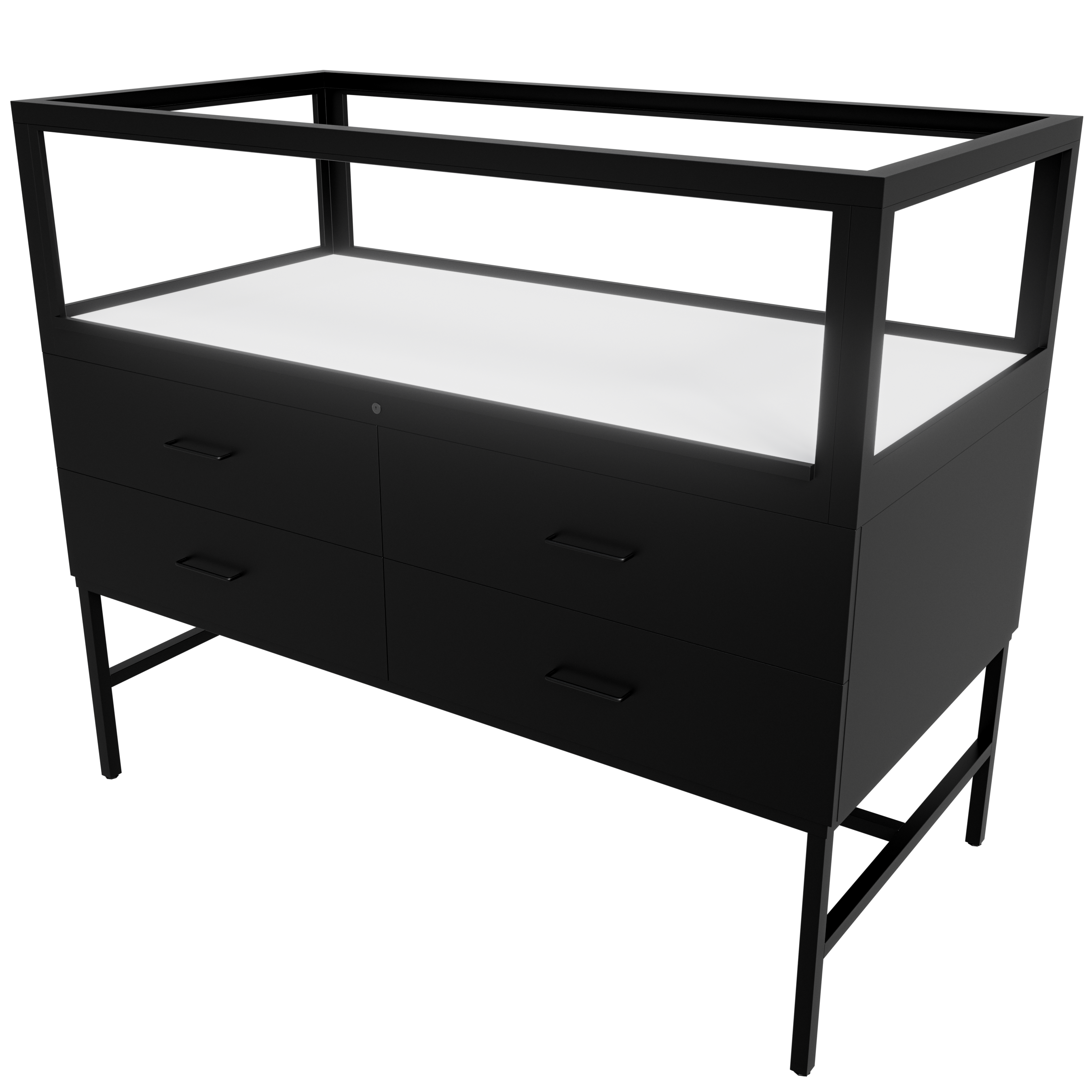 Deluxe Glass Showcase Display Cabinet with Storage (Matte Black)