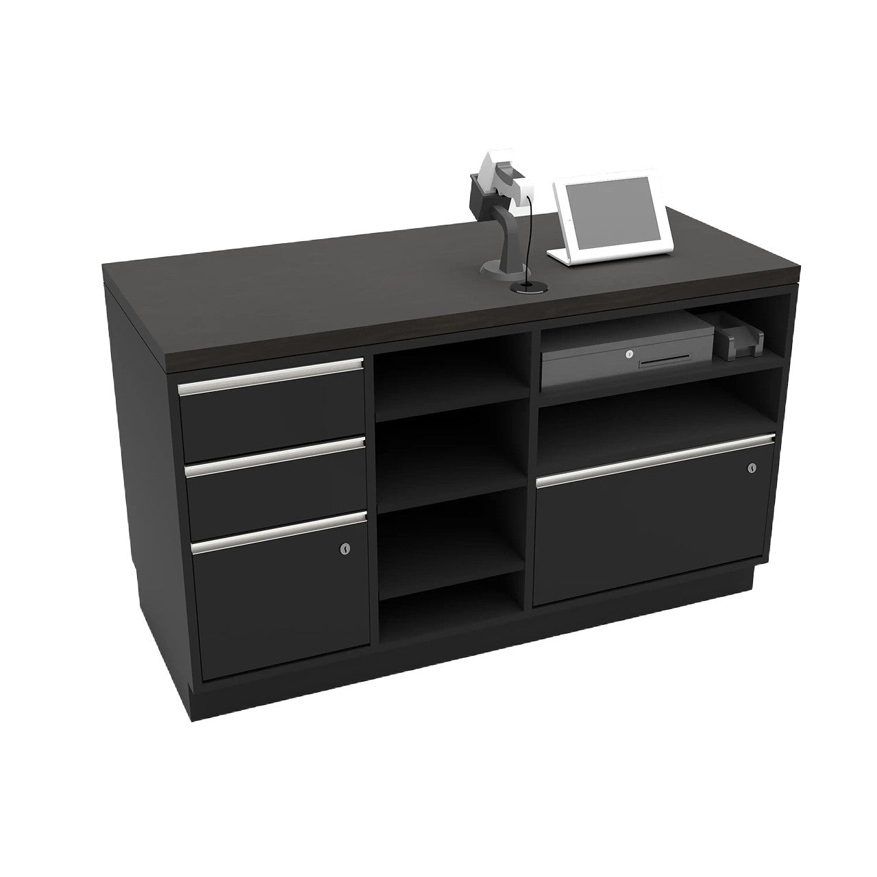 Deluxe POS Retail Checkout Counters - 55" Wide - Black