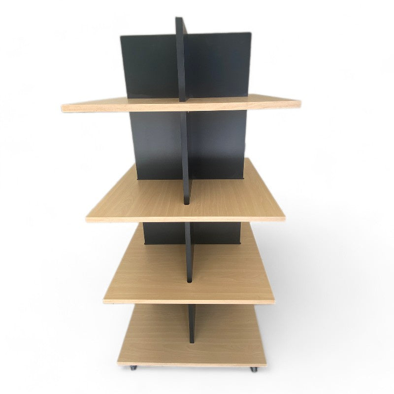 Island Table 4 Tier Tower Merchandiser / black & maple