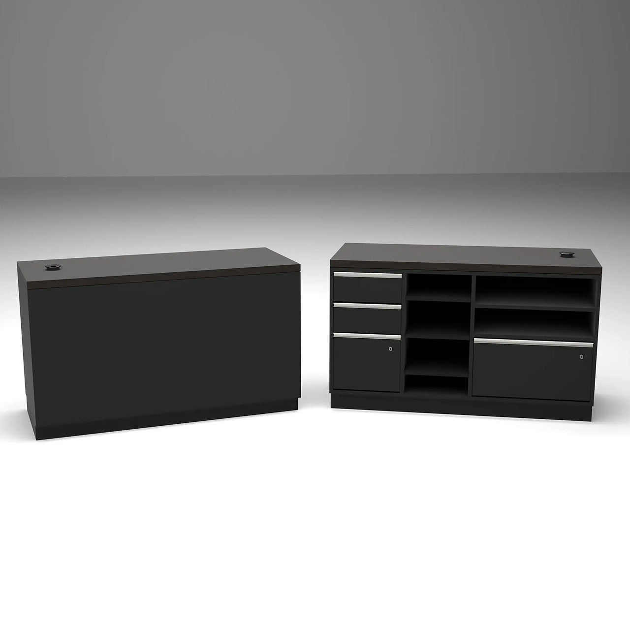 Deluxe POS Retail Checkout Counters - 55" Wide - Black