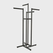 4-WAY CLOTHING RACK WITH STRAIGHT ARMS - RECTANGULAR TUBING BLACK