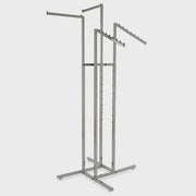 4-WAY CLOTHING RACK W/ STRAIGHT ARMS AND SLANT ARMS - SQUARE TUBING