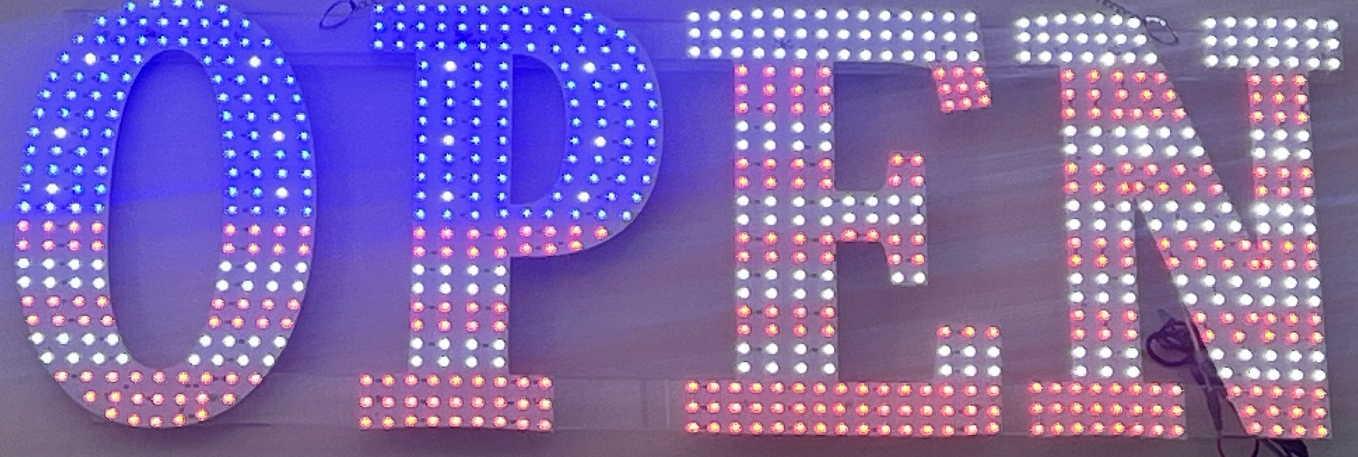 Sign LED Open National Flag